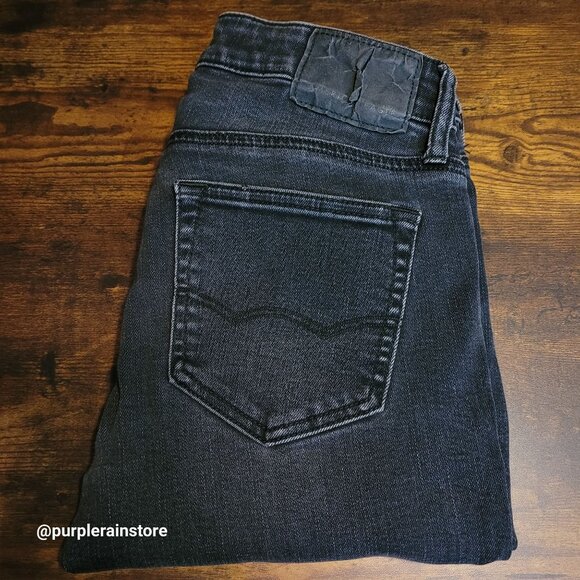 American Eagle Jeans Size 28x32 Skinny Black Wash Flex Stretch Denim Ripped - Picture 3 of 13